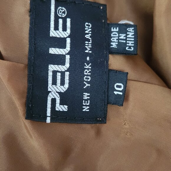 Pelle cognac genuine suede pencil skirt (broken zipper) size 10 - Picture 5 of 7